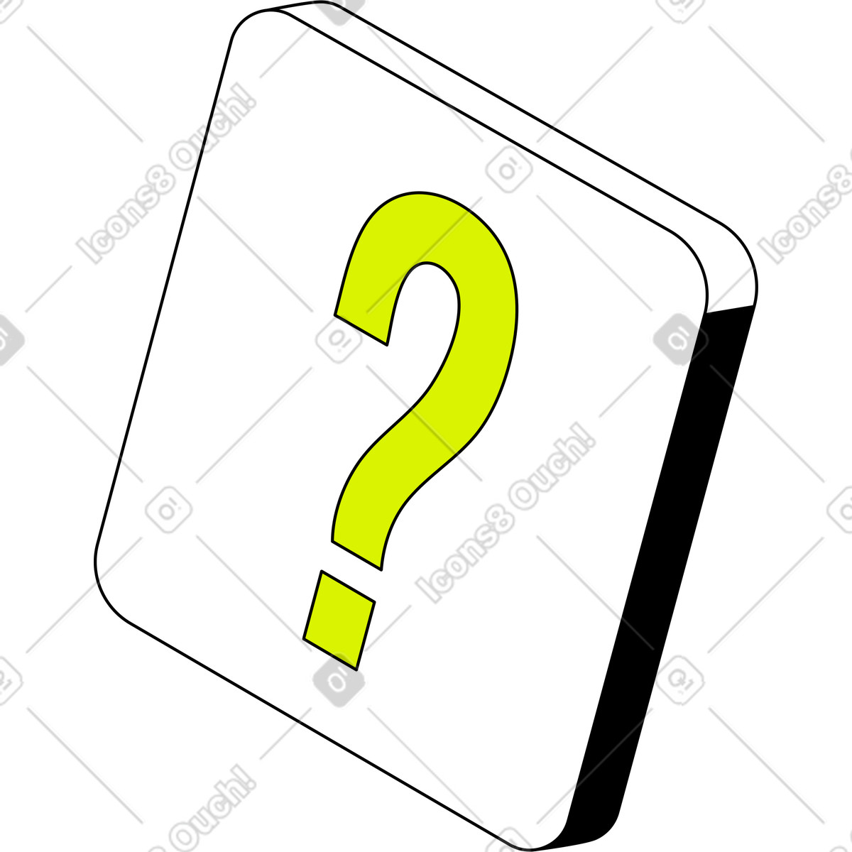 Frage-button-Illustration im Isometric-Stil als Download in PNG, SVG