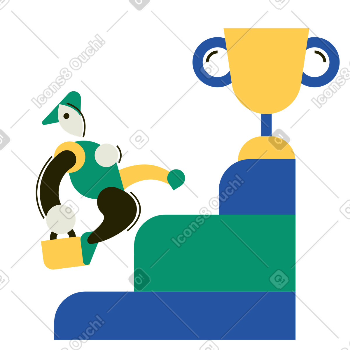 Ilustración Empresario subiendo una escalera profesional en estilo Spot a descargar en PNG y SVG