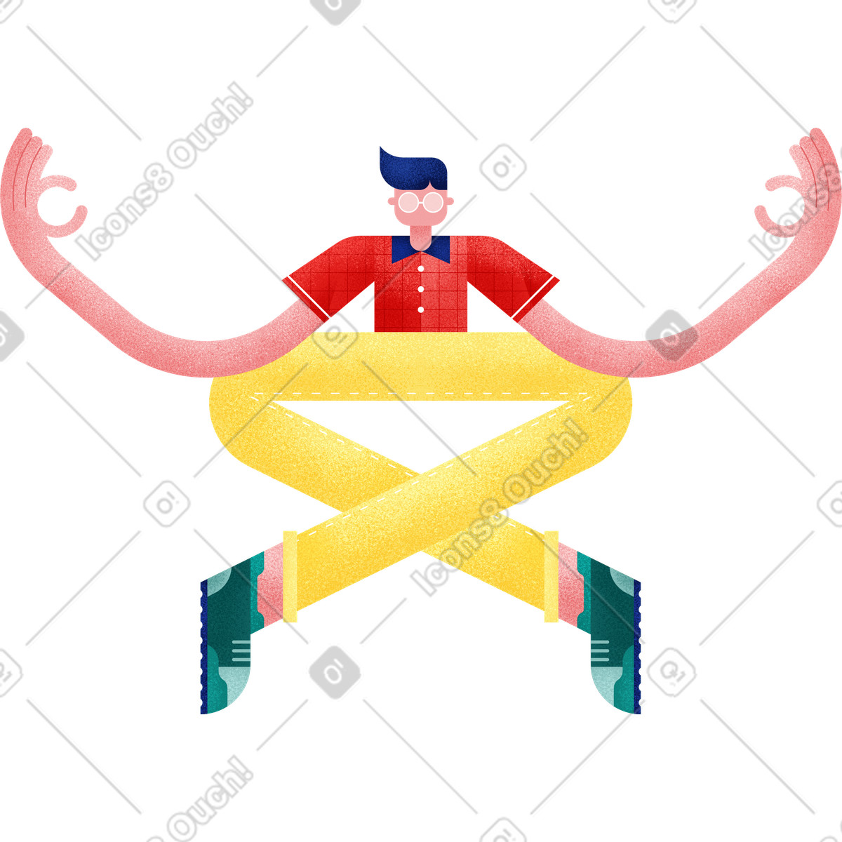 Boy in meditation pose illustration Willowy style download PNG, SVG