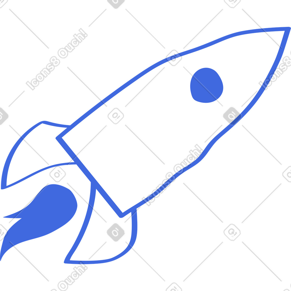Ilustração de Startup launch symbol rocket silhouette with curved fins and flame em no estilo Ballpoint Pen para baixar em PNG, SVG