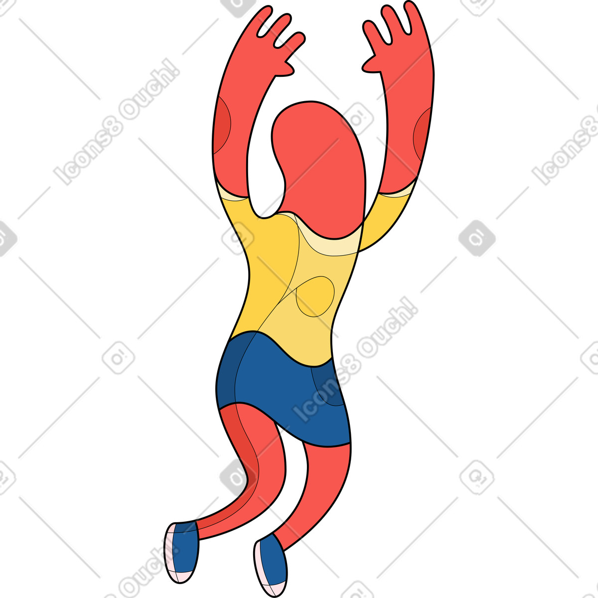 Ilustração de Mulher pulando magra em no estilo Surr para baixar em PNG, SVG