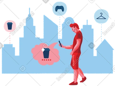 Man rating places on google maps PNG, SVG