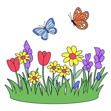 A butterfly garden where butterflies flutter around bright flowers