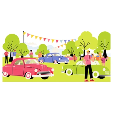 A gathering of antique cars at a vintage car rally in a park