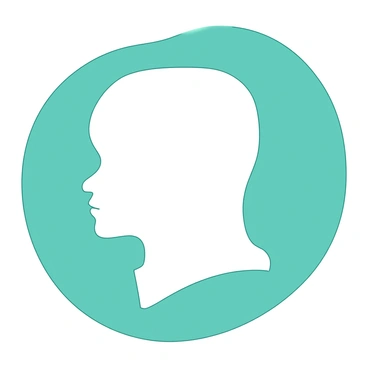 A white silhouette of a simplistic face is positioned against a teal background. The face features smooth curves and minimalistic details, lacking distinct facial features. It is centered on the canvas, creating a striking contrast between the white silhouette and the surrounding teal space. The overall composition is clean and uncluttered, emphasizing the silhouette's form.