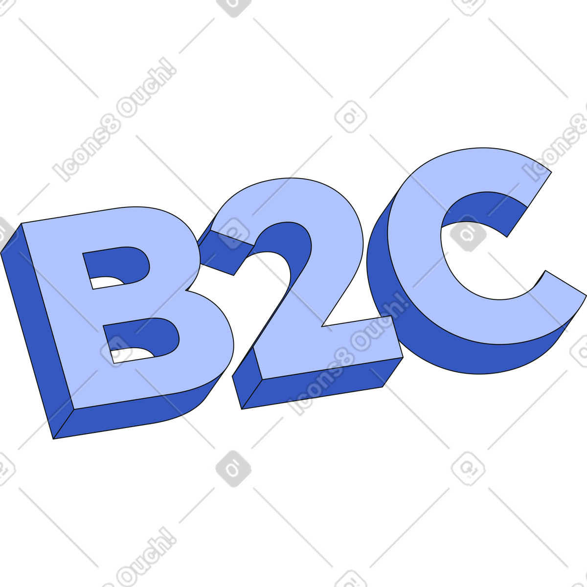 Techny スタイルの レタリング b2c テキスト のイラストをPNG、SVG形式でダウンロード