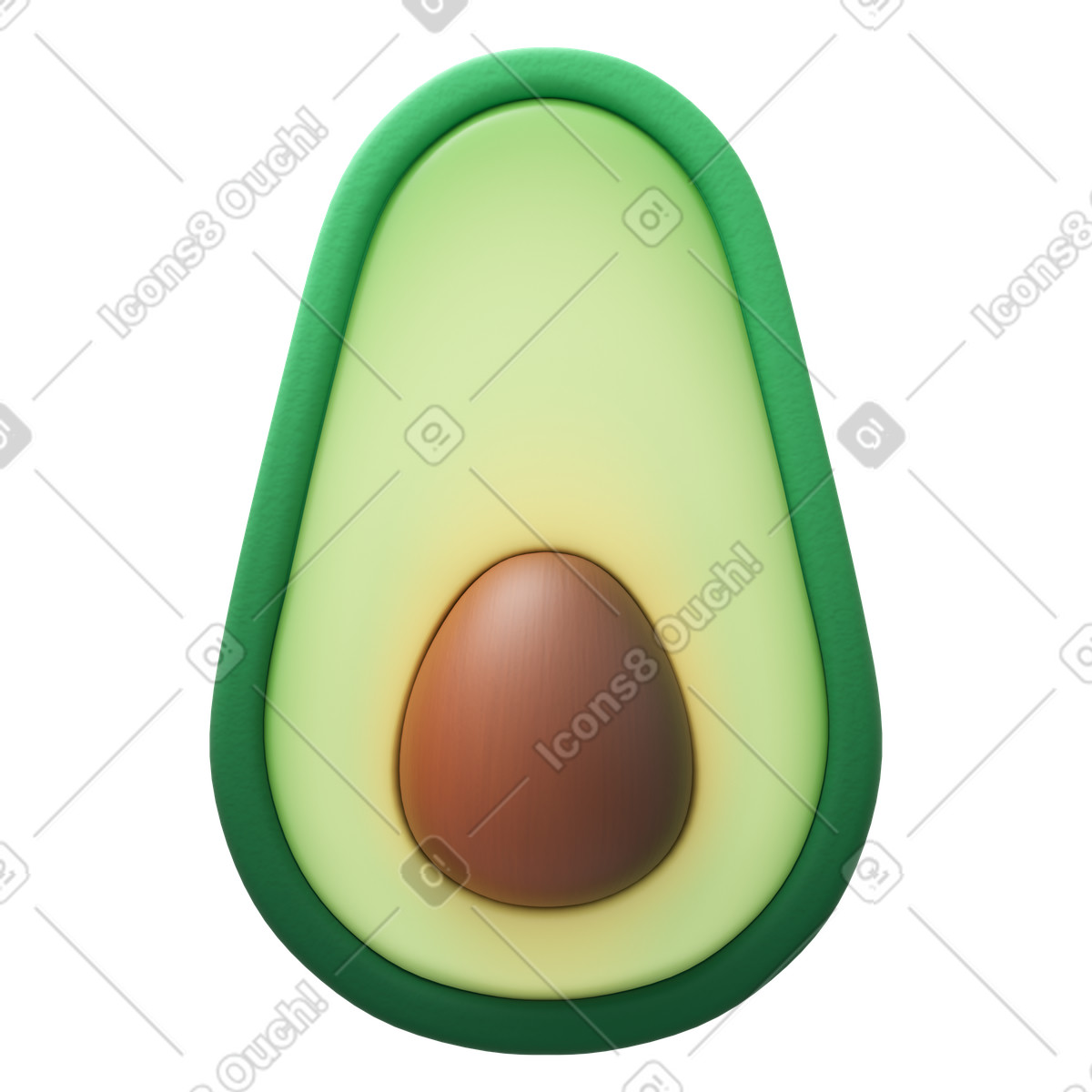 Illustration Avocado dans le style 3D Fluency à télécharger aux formats PNG, SVG