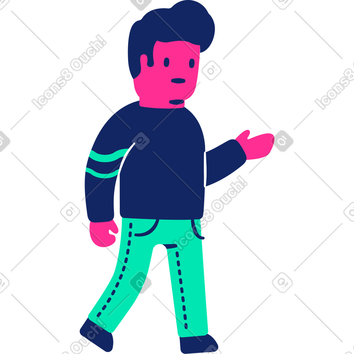 Ilustración Hombre caminando en estilo Cyborg a descargar en PNG y SVG