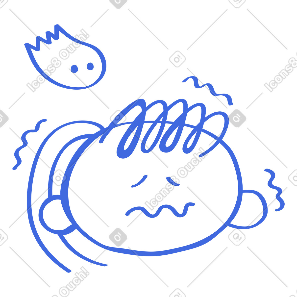 Fear expression doodled face with ghost and shaking lines-Illustration im Ballpoint Pen-Stil als Download in PNG, SVG