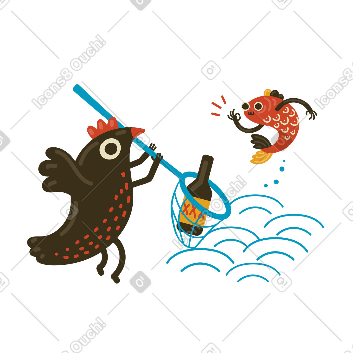 Cleaning the sea illustration in PNG, SVG