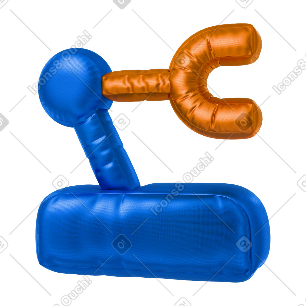 Inflatable robot arm with gripper, industrial automation and robotics illustration in 3D Plush icons style download in PNG, SVG