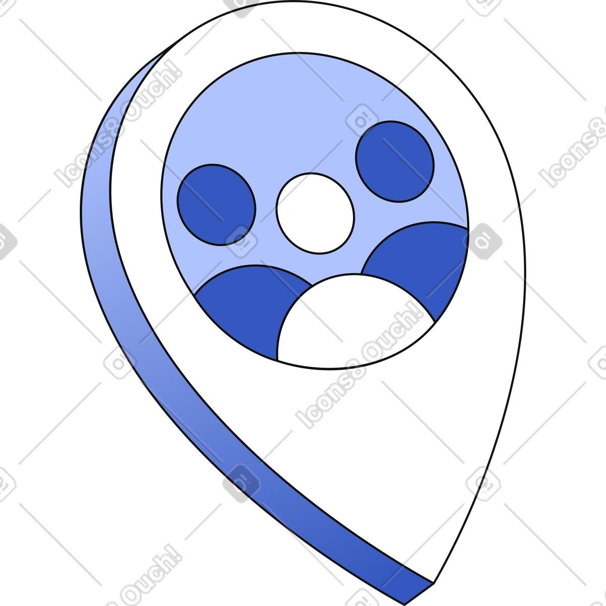 Illustration Icône de localisation avec un groupe personnes dans le style Techny à télécharger aux formats PNG, SVG