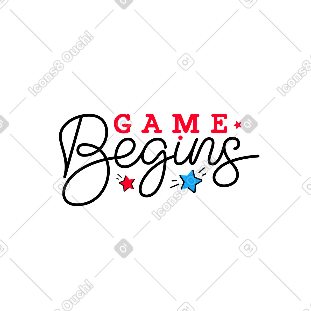 Ilustración Lettering game begins en estilo Transistor a descargar en PNG y SVG