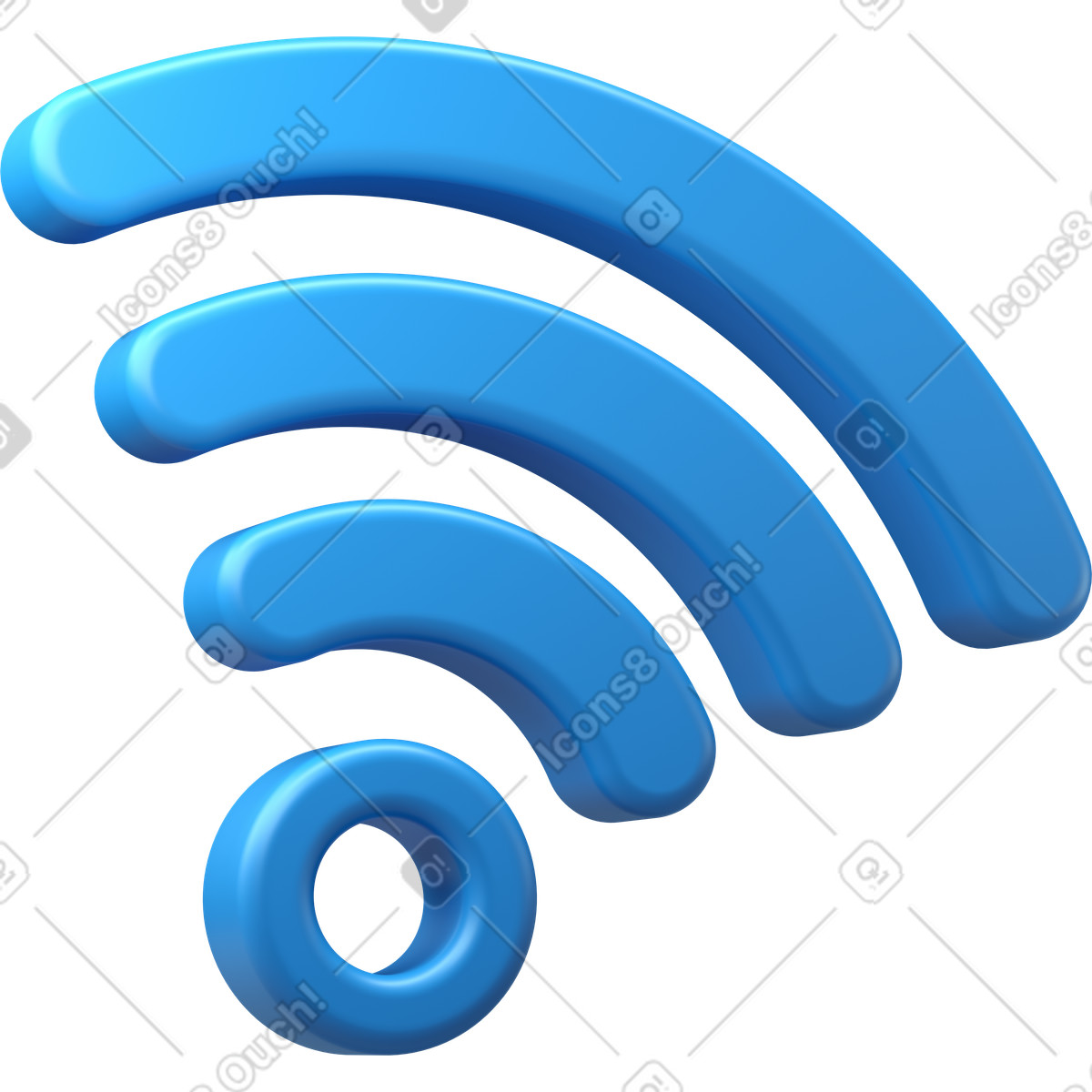 Illustration Signe wi-fi bleu dans le style 3D Business à télécharger aux formats PNG, SVG