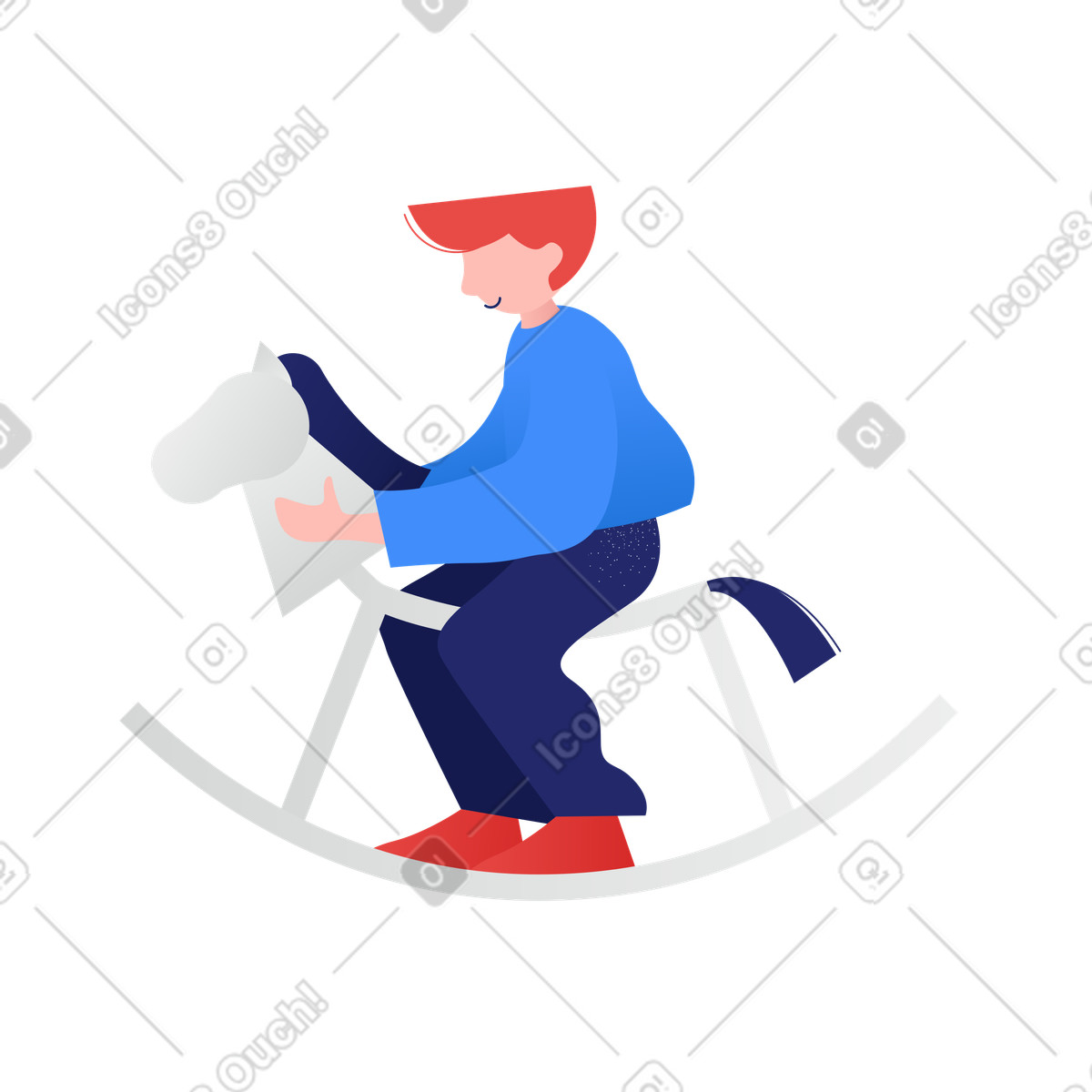 Ilustração de Menino balançando em um cavalo brinquedo no estilo Clip para baixar PNG, SVG