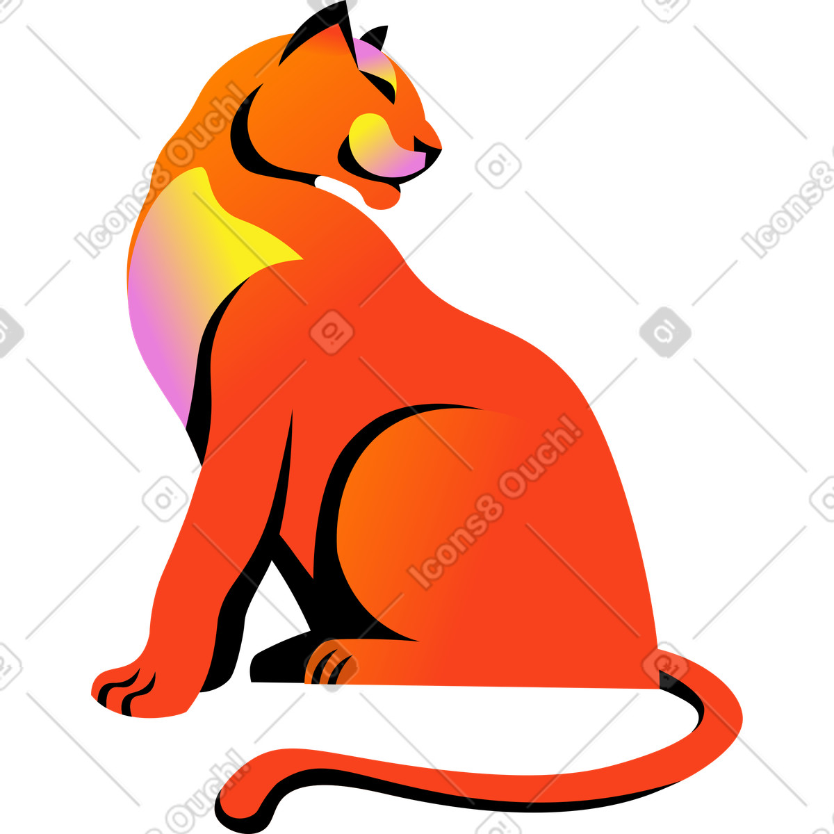 Amani 스타일의 앉아있는 붉은 암사자 일러스트레이션 PNG, SVG 다운로드