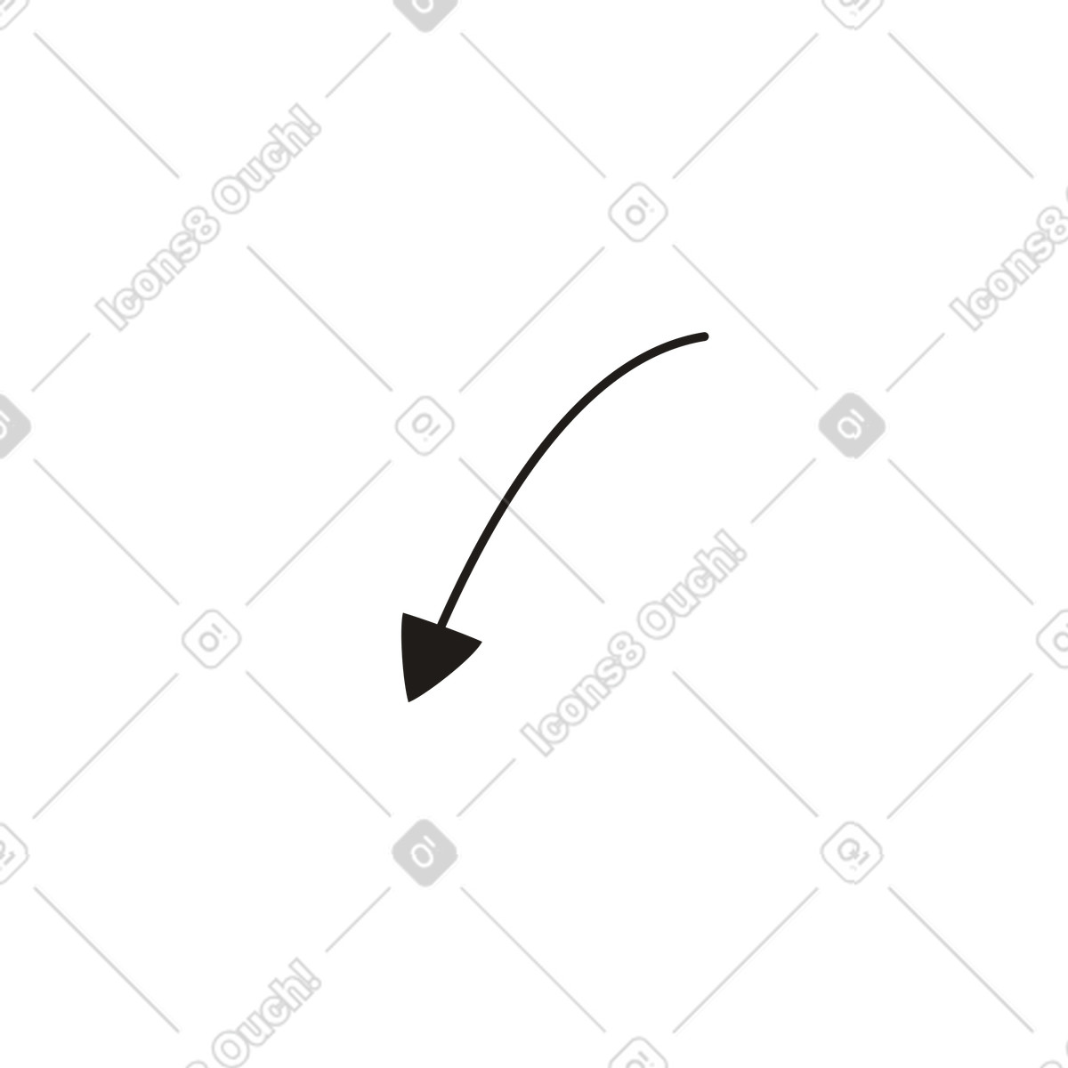 Left arrow pointing down animated illustration in Jaconda style download in GIF, Lottie (JSON), AE