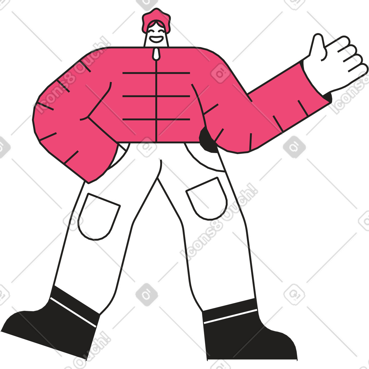 Ilustración Hombre en uniforme saluda a todos estilo Dazzle Line descargar PNG y SVG
