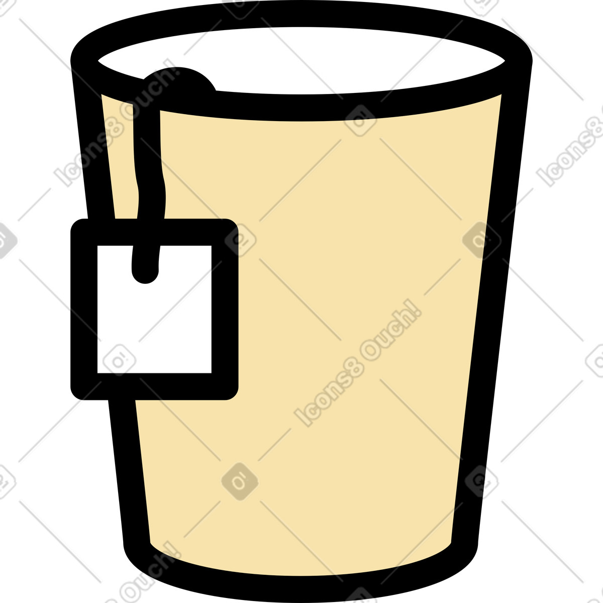 Yellow cup with teabag illustrazione in stile Notes scarica in PNG, SVG