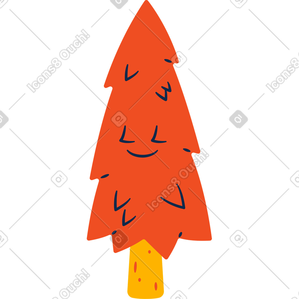 Illustration Arbre calme aux yeux fermés dans le style Flame à télécharger formats PNG, SVG