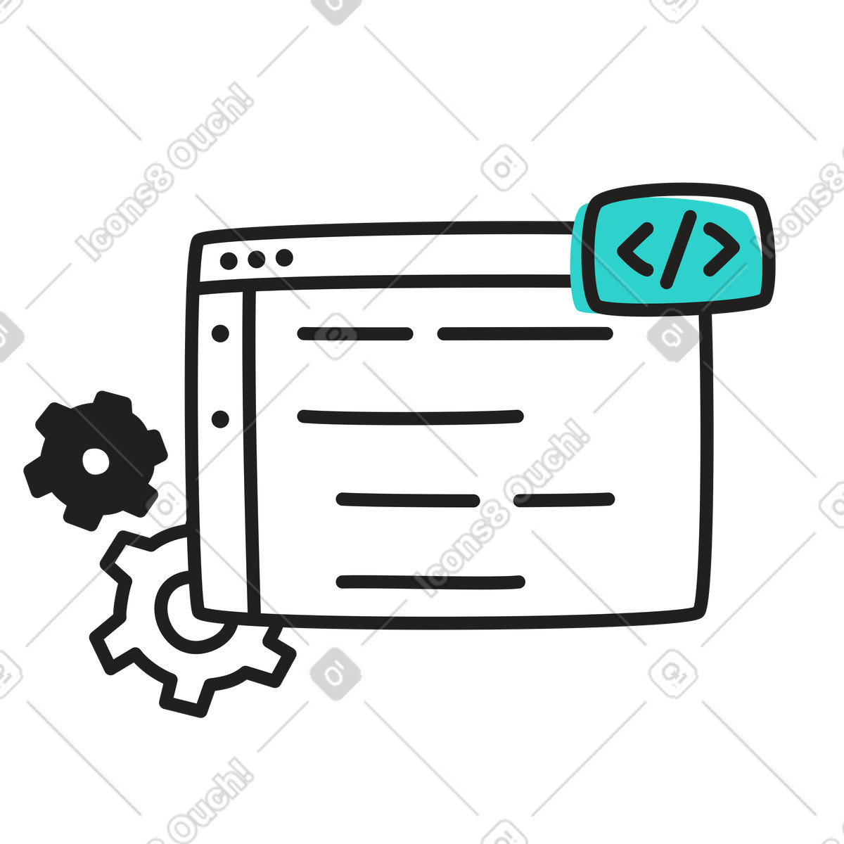 Programming interface, html coding  illustration in PNG, SVG