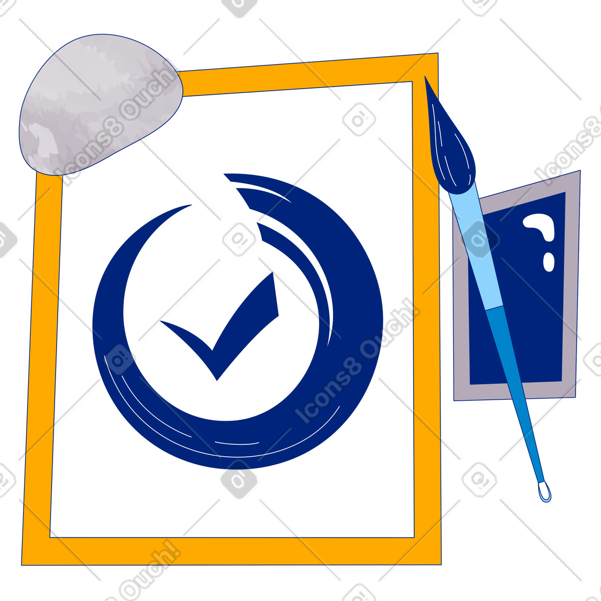 Check mark painted on drawing pad, verification and approval illustration in Neo-Sakura style download in PNG, SVG