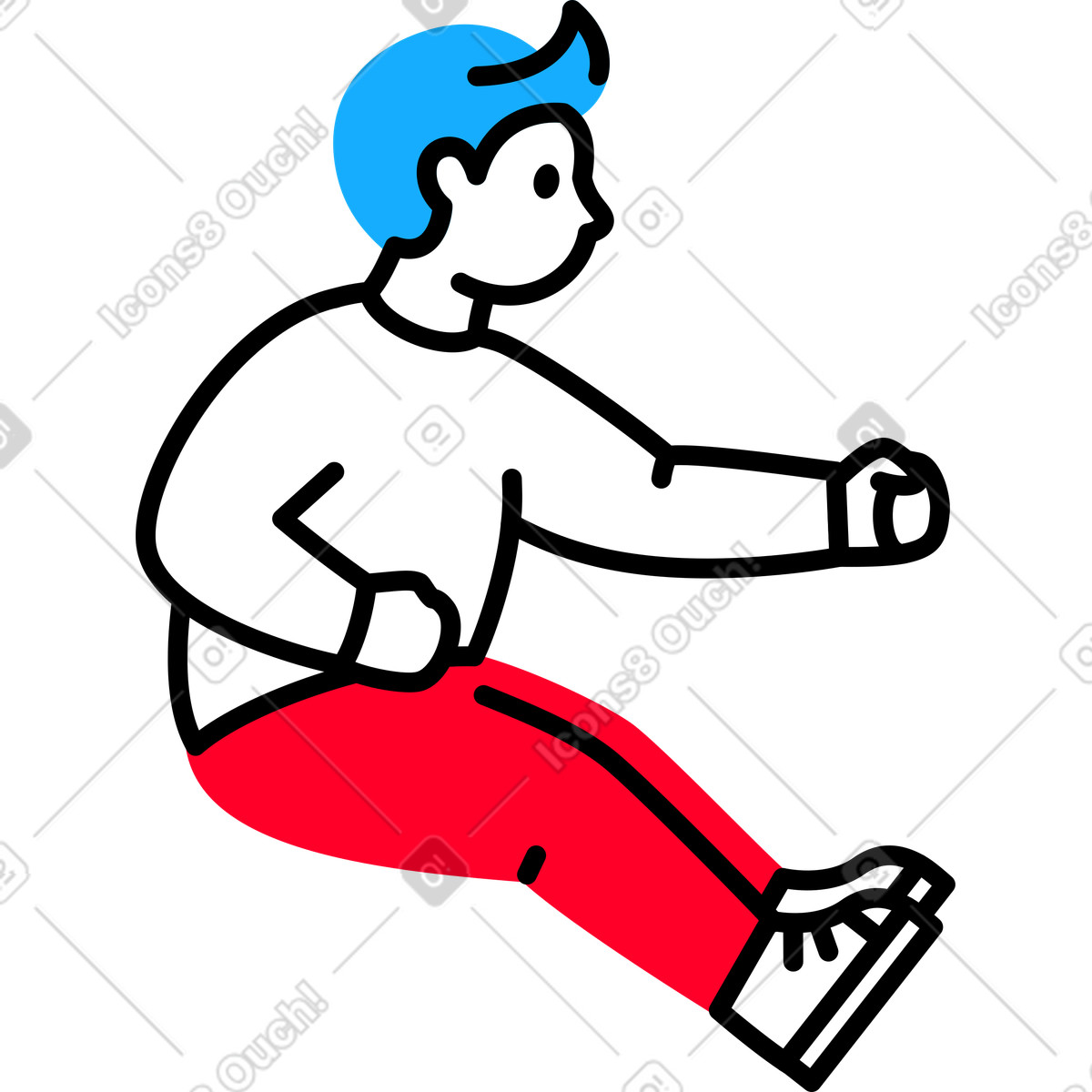 Ilustración Niño sentado en estilo Transistor a descargar en PNG y SVG
