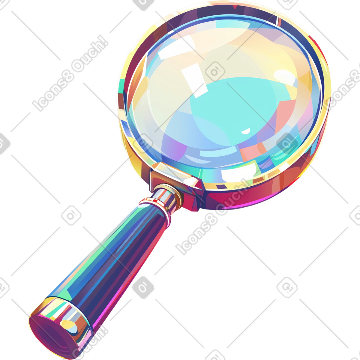 Magnifying glass illustration in Glazy style download in PNG, SVG