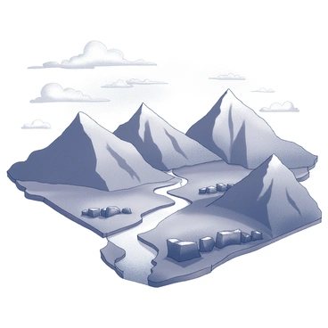 A landscape featuring majestic mountains with intricate peaks and valleys that converge to form the shape of a human heart. Flowing rivers meander through the terrain, outlining the curves and contours of the heart shape. The mountains are textured with rugged rocks, while the rivers glisten as they catch the light. The sky above is expansive, dotted with clouds that add depth to the scene. The entire composition invites the viewer to explore the unique interaction between nature and the human form.