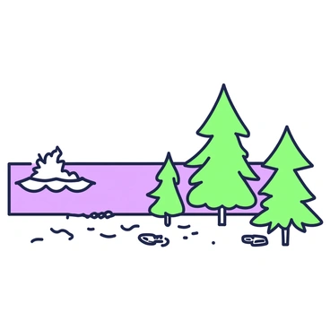 Pine trees are lined along the edge of a sandy beach. The trees are tall and slender, with clusters of green needles at the tops. In the foreground, the sandy beach stretches out, marked by footprints and gentle ripples. Nearby, waves are crashing against the shore, creating frothy white surf that contrasts with the smooth sand. The horizon in the background features a clear sky above the calm ocean, enhancing the natural beauty of the scene.