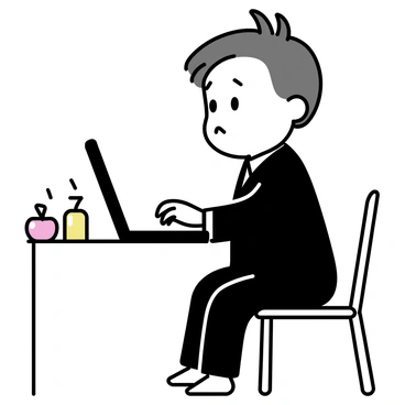 A baby dressed in a tiny, tailored black suit is sitting at a small desk. The baby is focused on typing on a laptop, with small hands positioned on the keyboard. The baby has a determined expression, with furrowed brows and wide eyes. The laptop screen is slightly glowing, illuminating the baby's face. A few colorful toys are scattered around the desk, and a small chair is supporting the baby as it types.