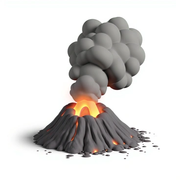 A dramatic volcanic eruption, featuring towering lava fountains erupting from the crater, spewing bright orange and red molten lava into the air. Thick, dark ash clouds billow upwards, filling the sky with shades of gray and black, creating a stark contrast against the fiery glow of the lava. The landscape is rugged and rocky, with jagged cliffs surrounding the volcano, and patches of charred earth scattered across the ground. The scene captures the raw power of nature in motion.