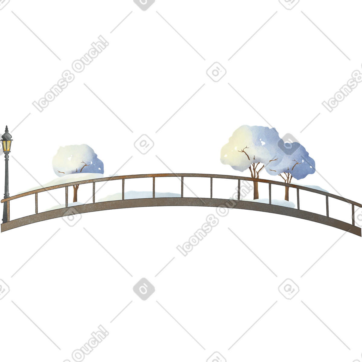 Schneebedeckte brücke-Illustration im Seasons-Stil als Download in PNG, SVG