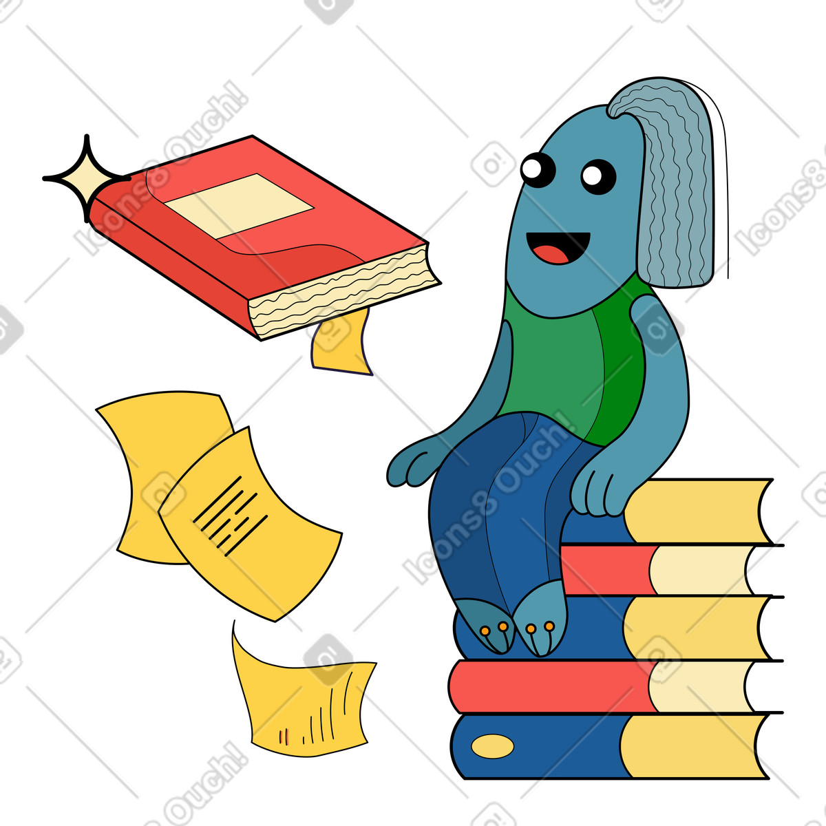 Love of books illustration in Surr style download in PNG, SVG