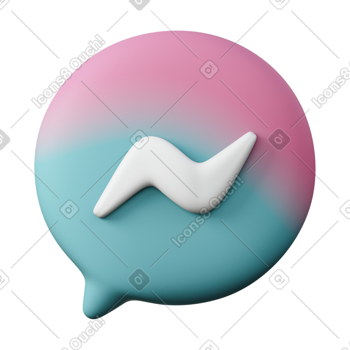 Ilustração de Facebook messenger em no estilo 3D Sugary para baixar em PNG, SVG