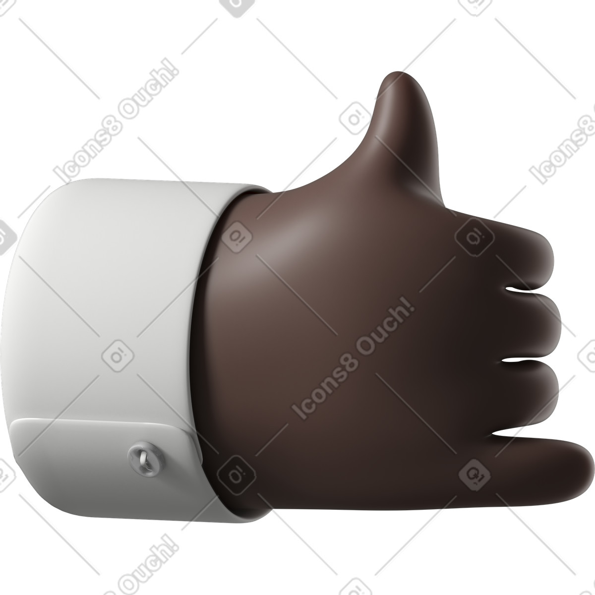 Schwarze hauthand, die mich anruft-Illustration im 3D Hands Fun&Wild-Stil als Download in PNG, SVG