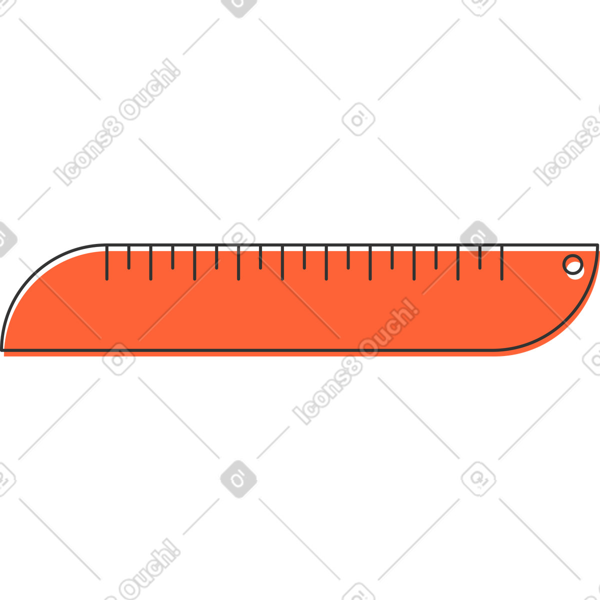 Cartoon smiling ruler clipart illustration for children’s school materials