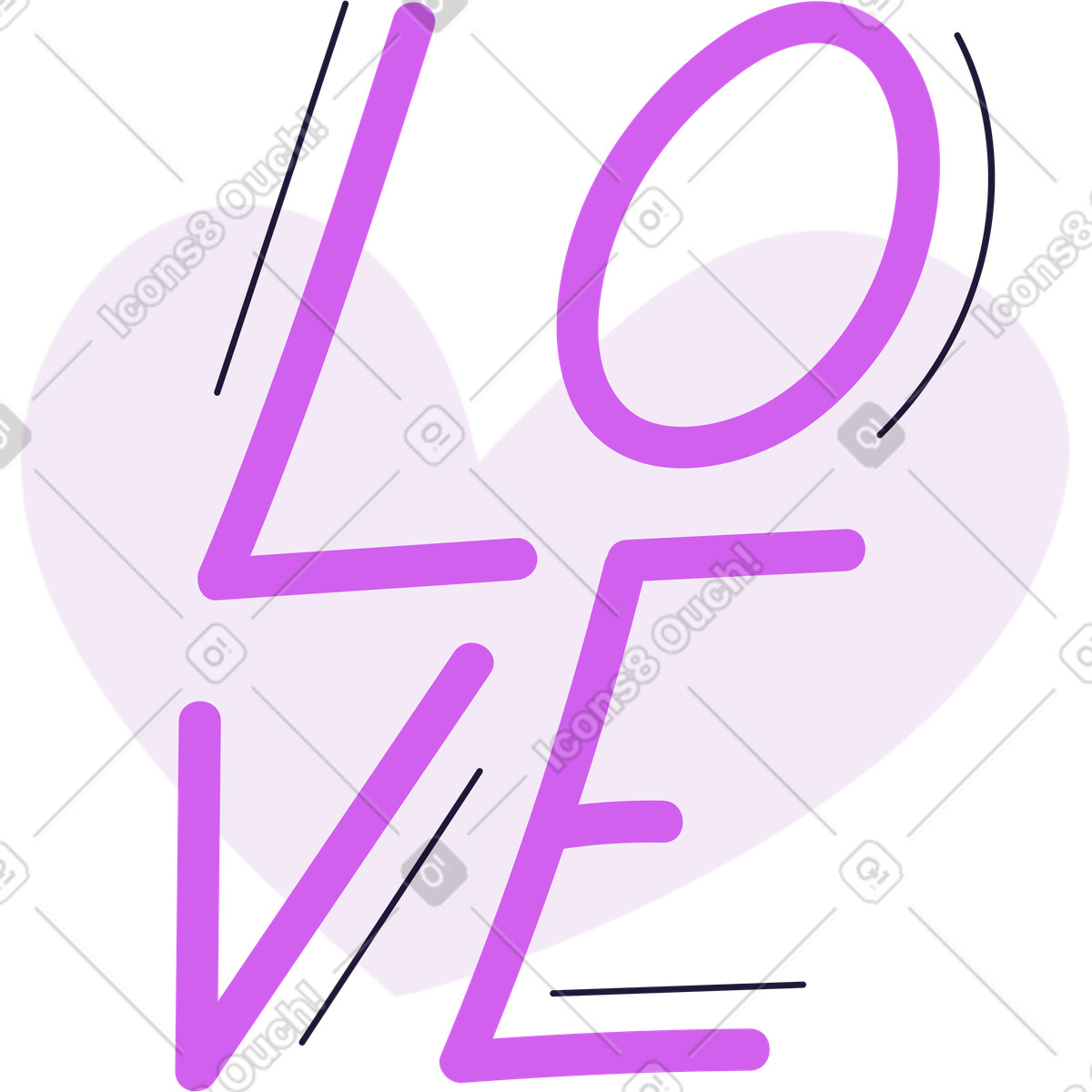 Amore illustrazione in stile Conifer scarica in PNG, SVG