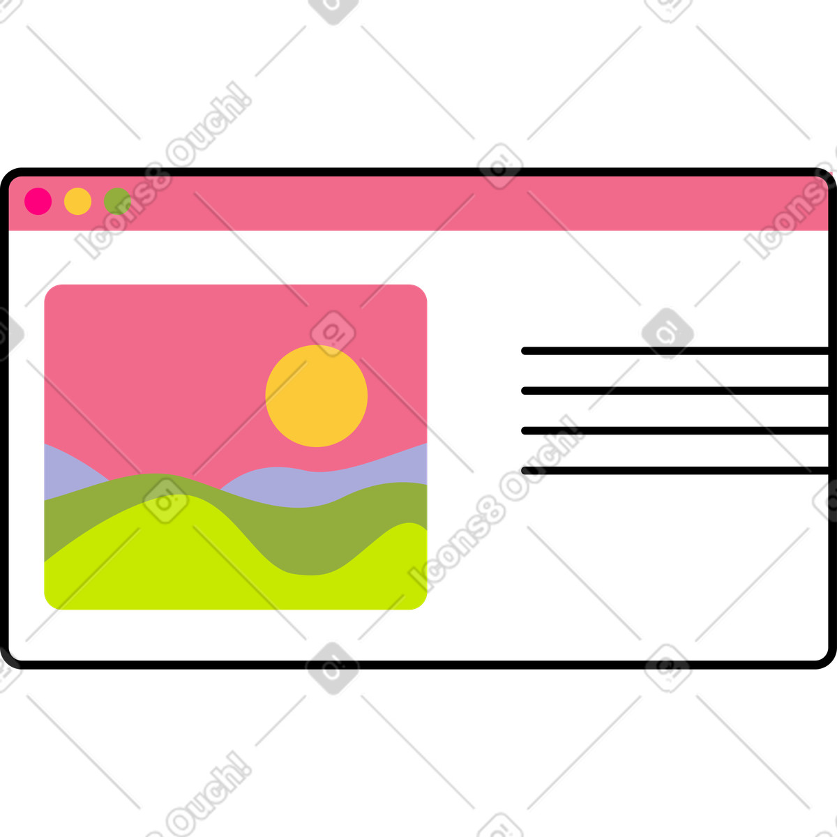Illustration Navigateur de description d'image dans le style Juicy à télécharger aux formats PNG, SVG