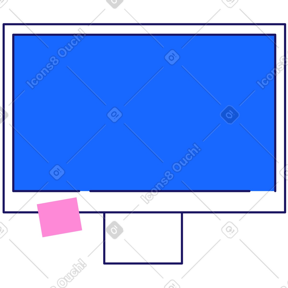 Computer mit notiz-Illustration im Matey-Stil als Download in PNG, SVG