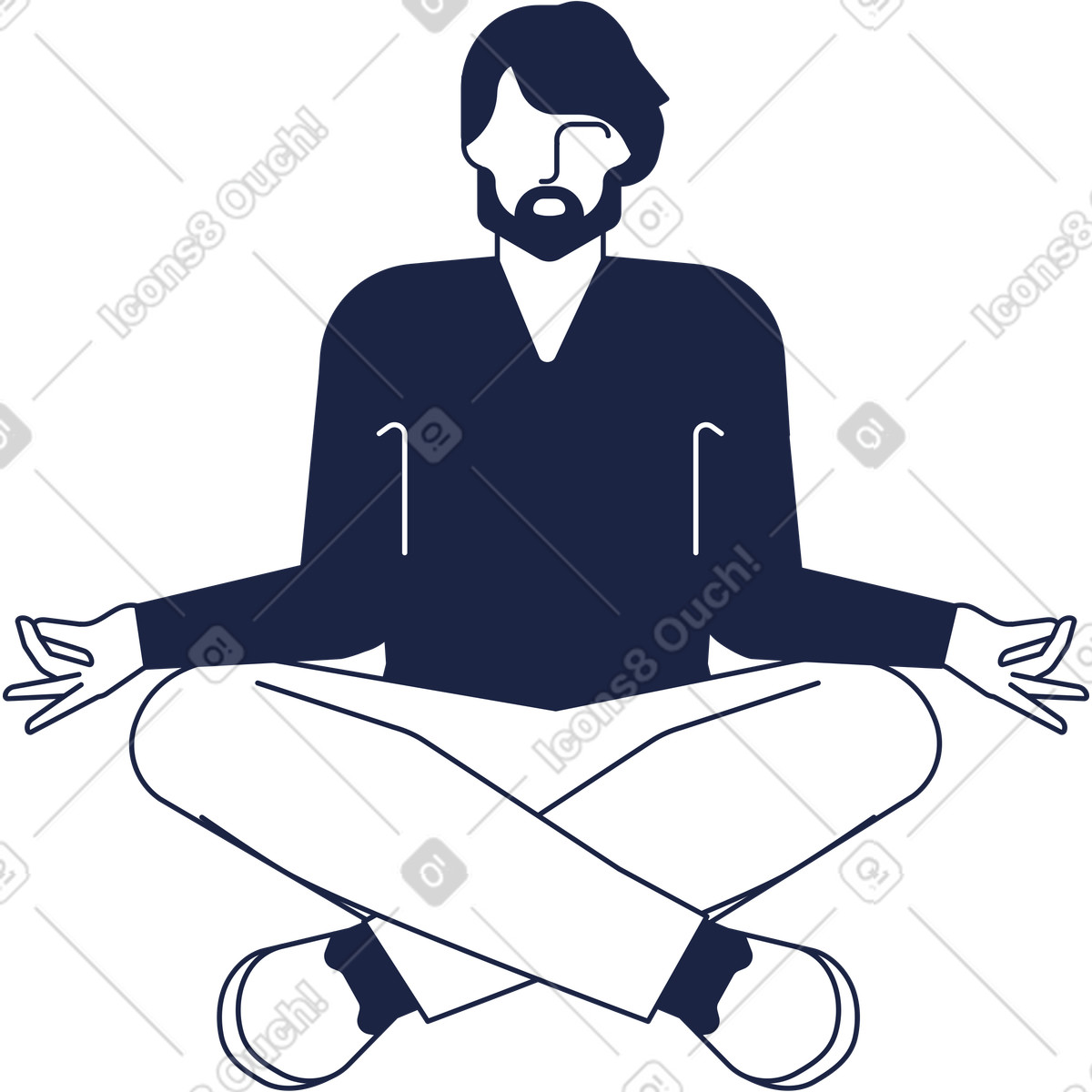 Meditierender mann-Illustration im Urban Line-Stil als Download in PNG, SVG