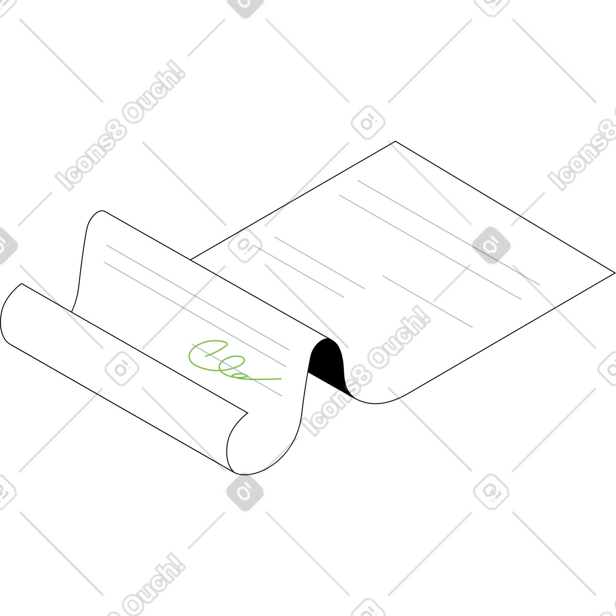 Signed contract illustration in Isometric style download in PNG, SVG