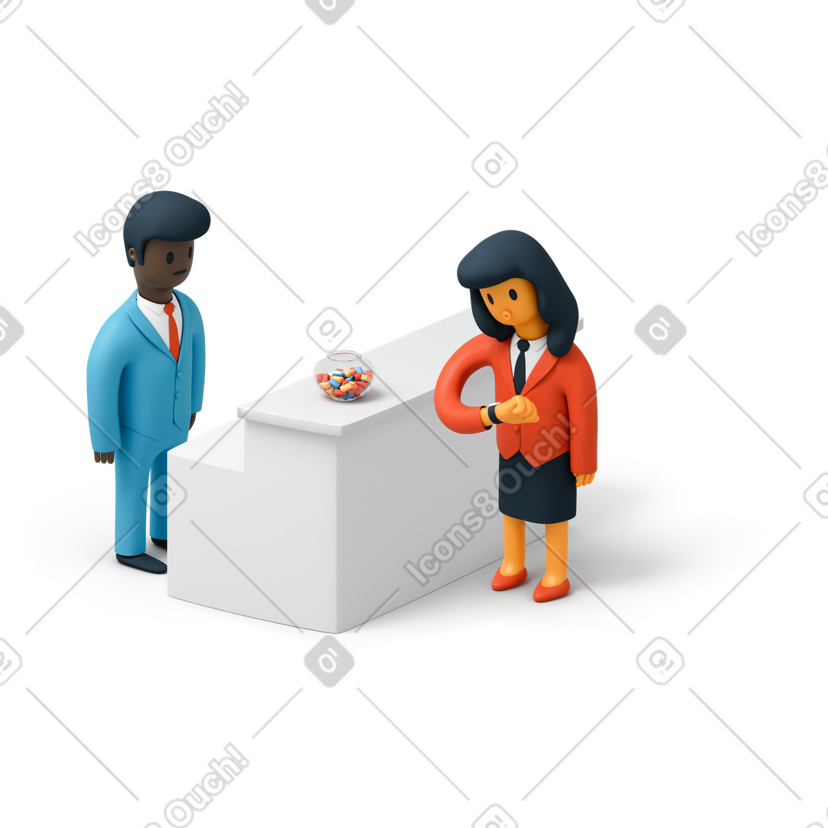 Woman waiting for business meeting in office reception illustration in PNG, SVG