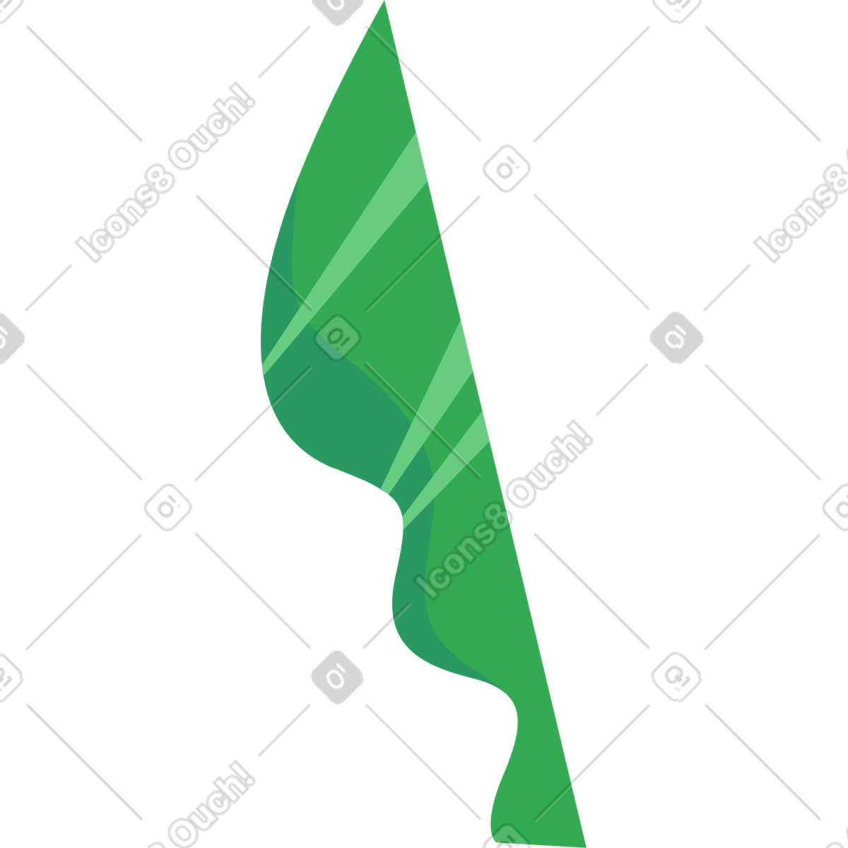 Анимированная иллюстрация Half of long wavy green leaf в стиле Jaconda — скачать в форматах GIF, Lottie (JSON), AE