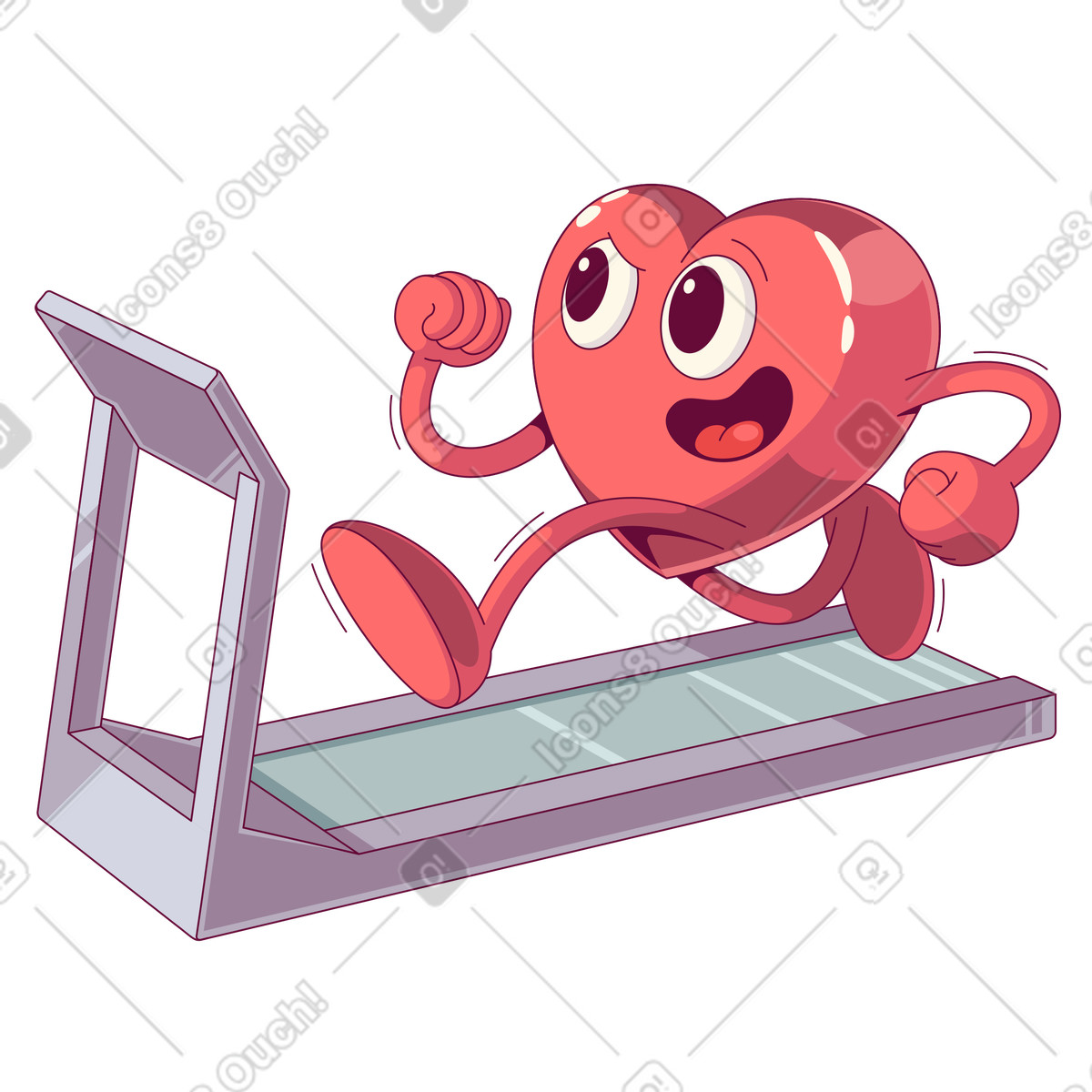 Heart running on treadmill illustration in Handy style download in PNG, SVG