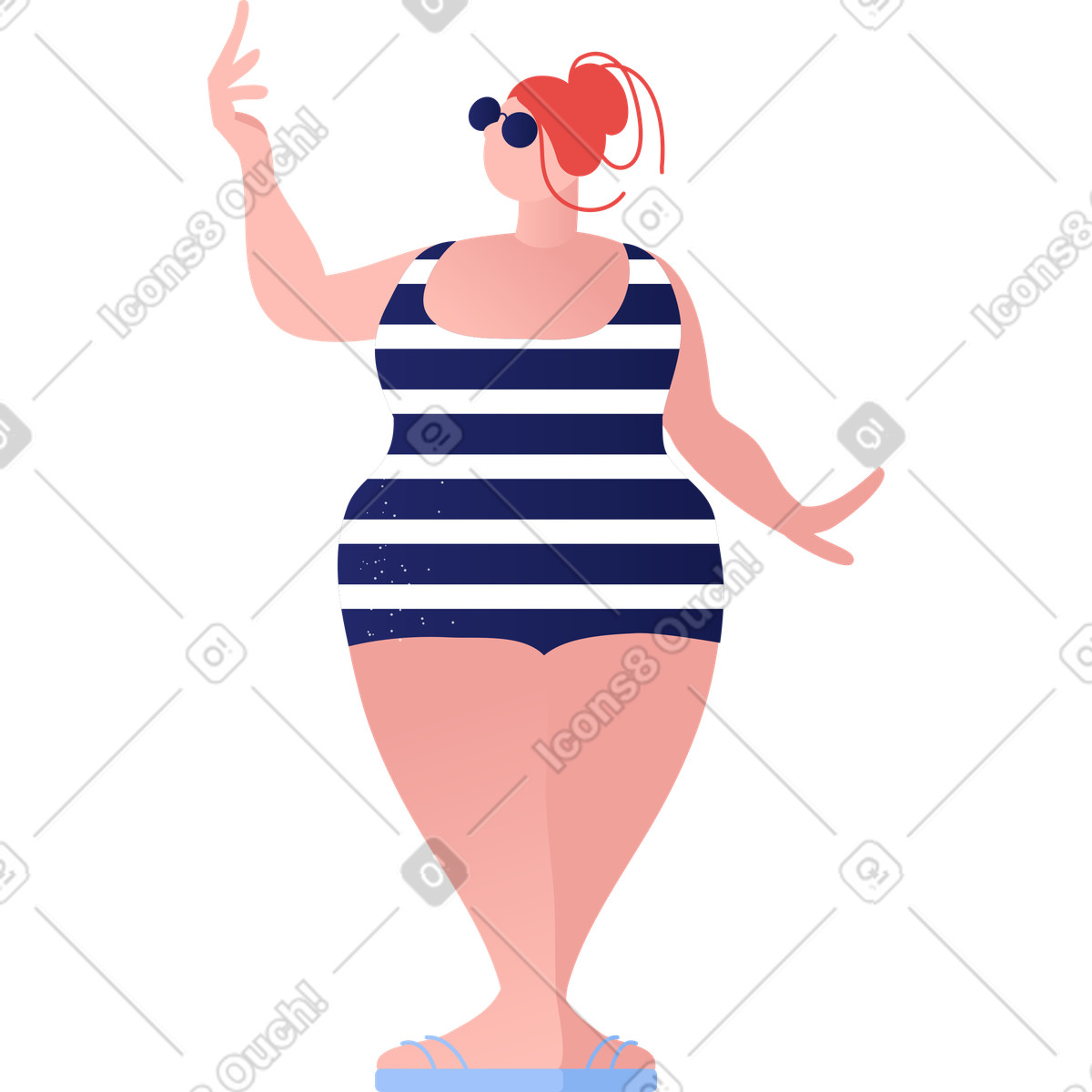Frau im badeanzug-Illustration Clip-Stil als Download in PNG, SVG