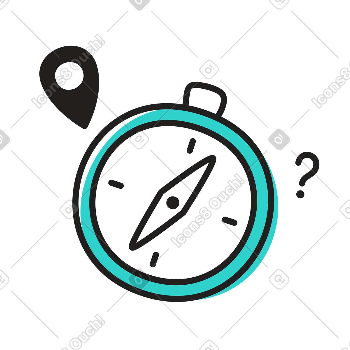 Ilustración Navegación con brújula en estilo Little a descargar en PNG y SVG
