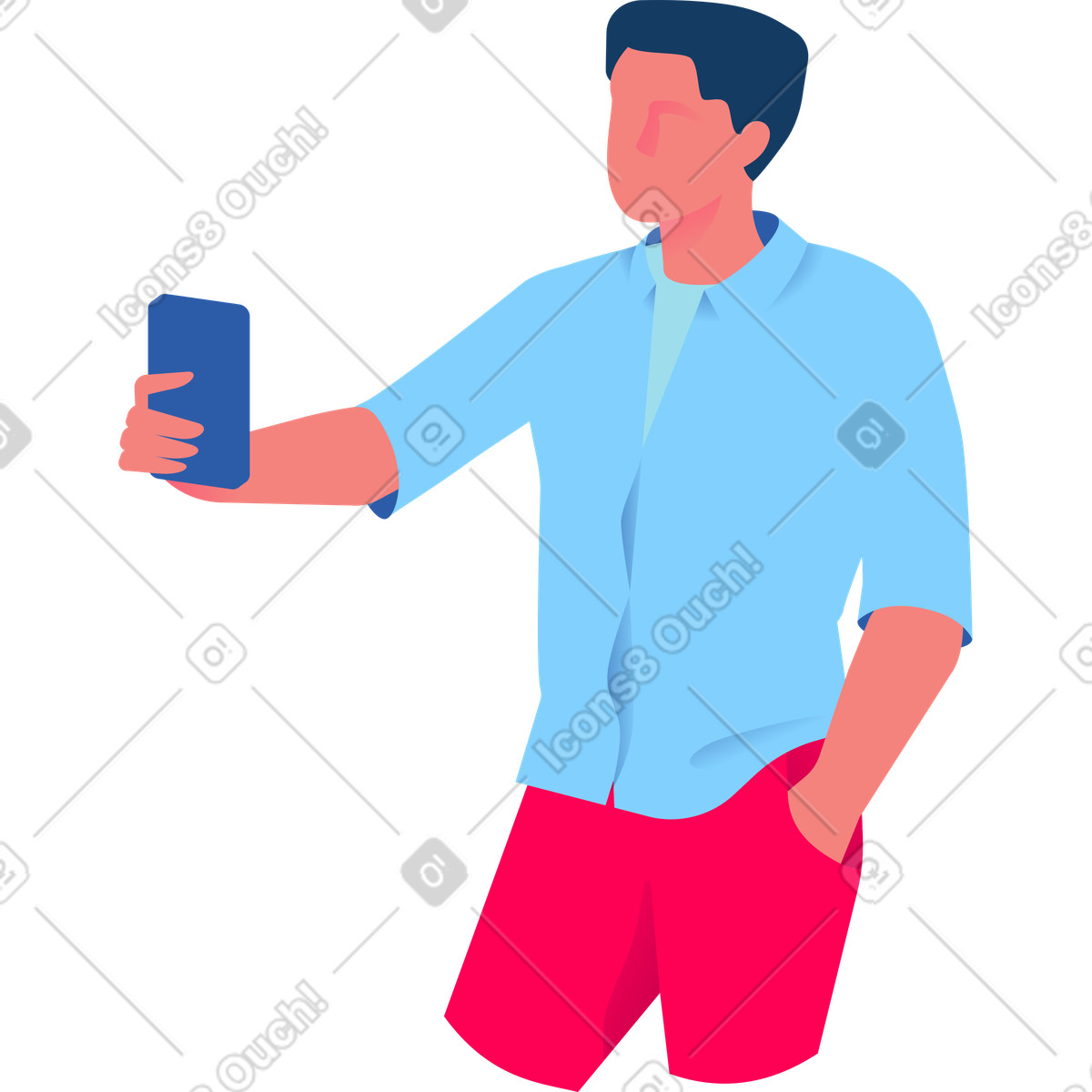Daily スタイルの 男は自撮りをする のイラストをPNG、SVG形式でダウンロード