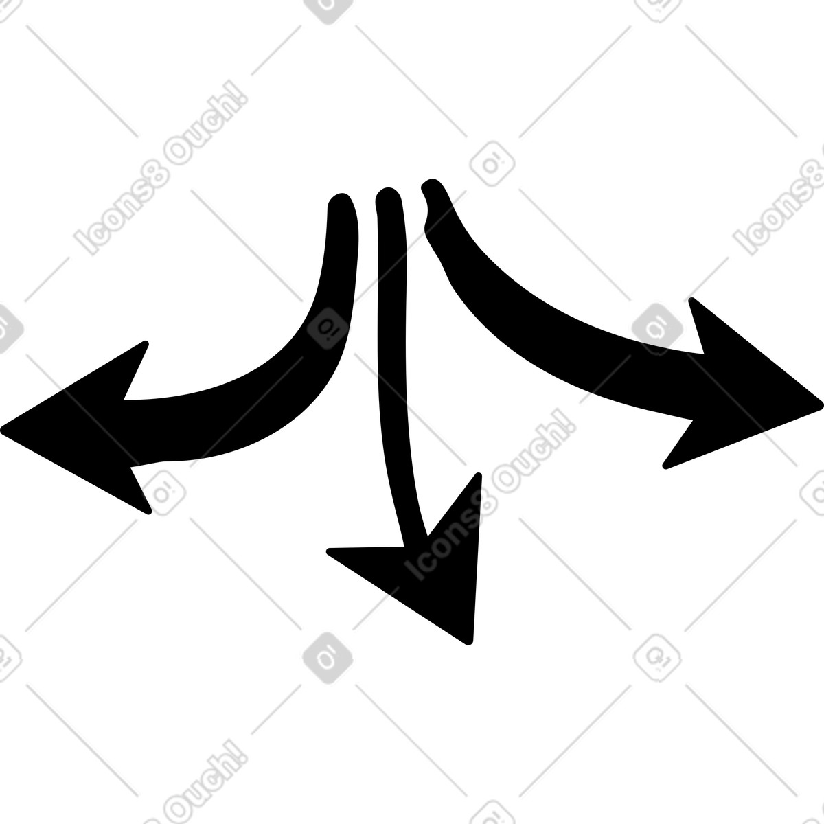 Twirl スタイルの 黒い矢印 3 のイラストをPNG、SVG形式でダウンロード