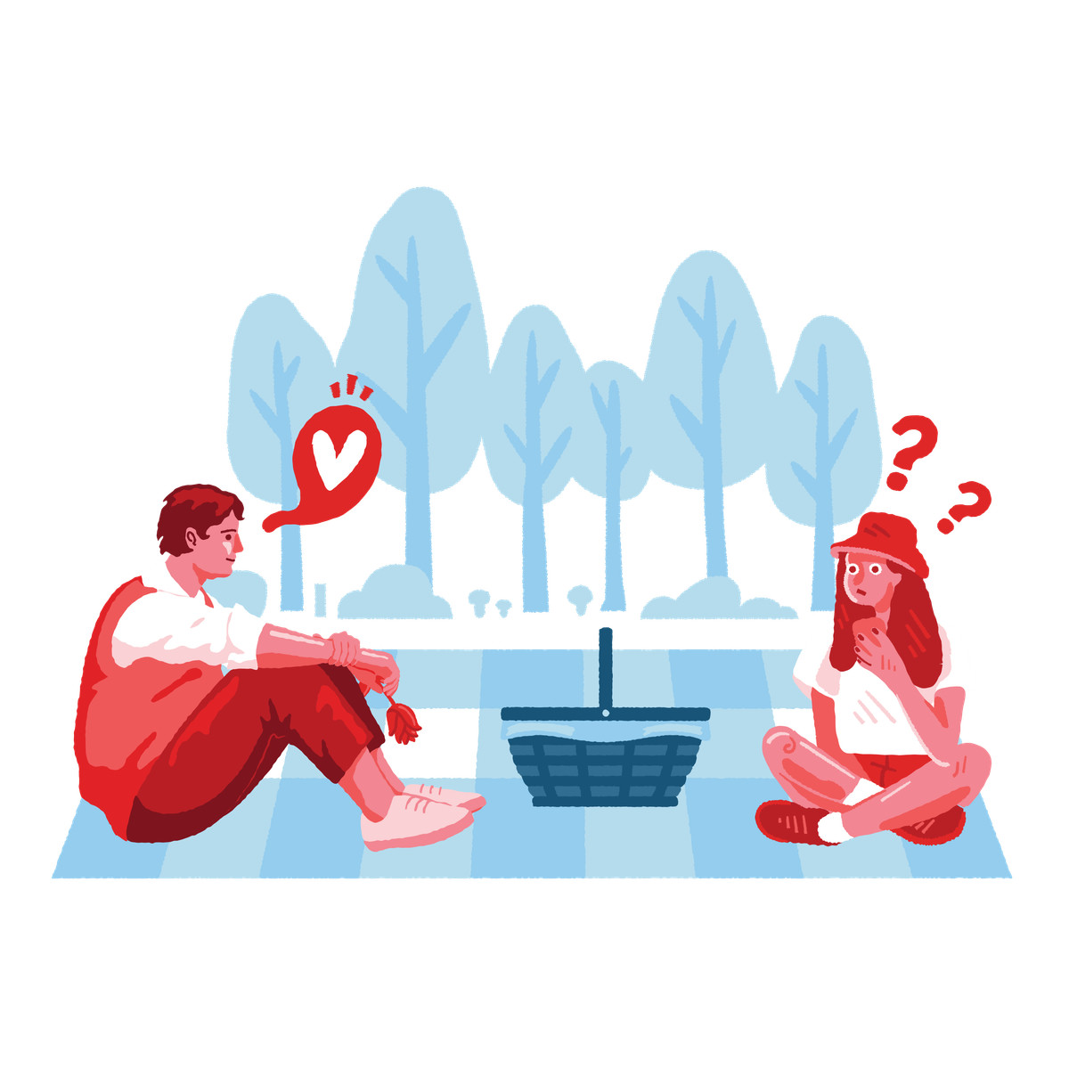 Surprise on a picnic-Illustration im Cherry-Stil als Download in PNG, SVG
